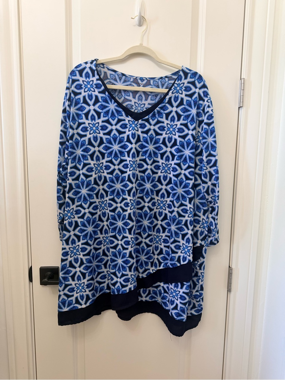 Catherines Blue Geometric Floral Top